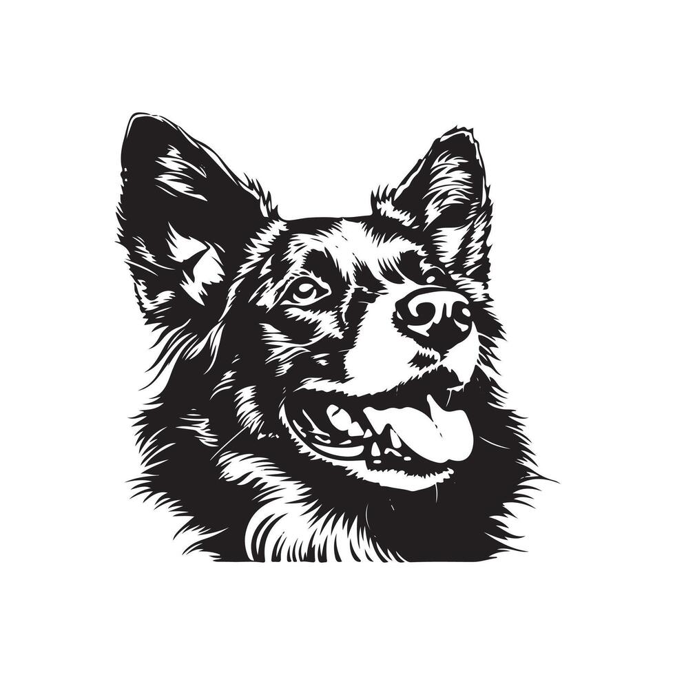 Australian Cattle Dog silhouette logo design black and white vector