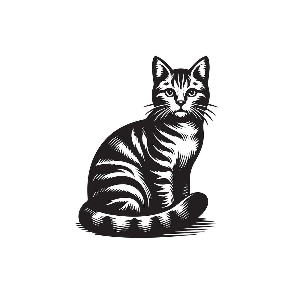 Tabby cat silhouette illustration design vector