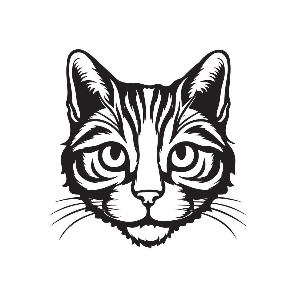 Tabby cat silhouette illustration design vector