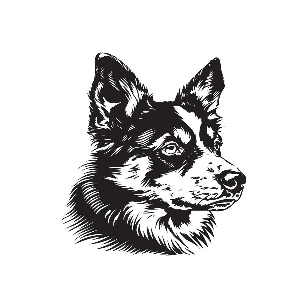 Australian Cattle Dog silhouette logo design black and white vector