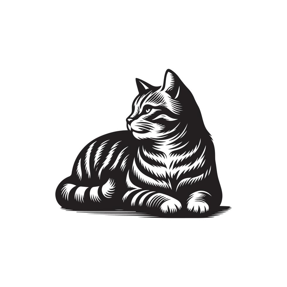 Tabby cat silhouette illustration design vector