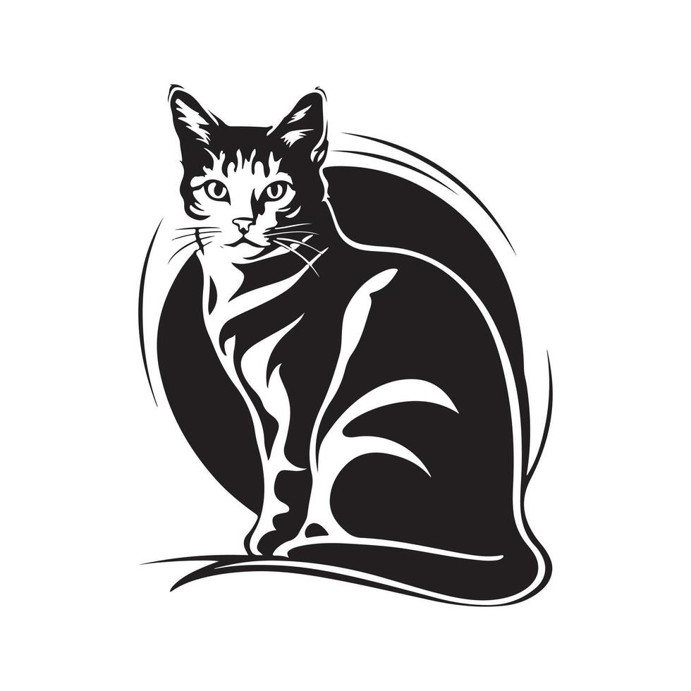Tabby cat silhouette illustration design vector