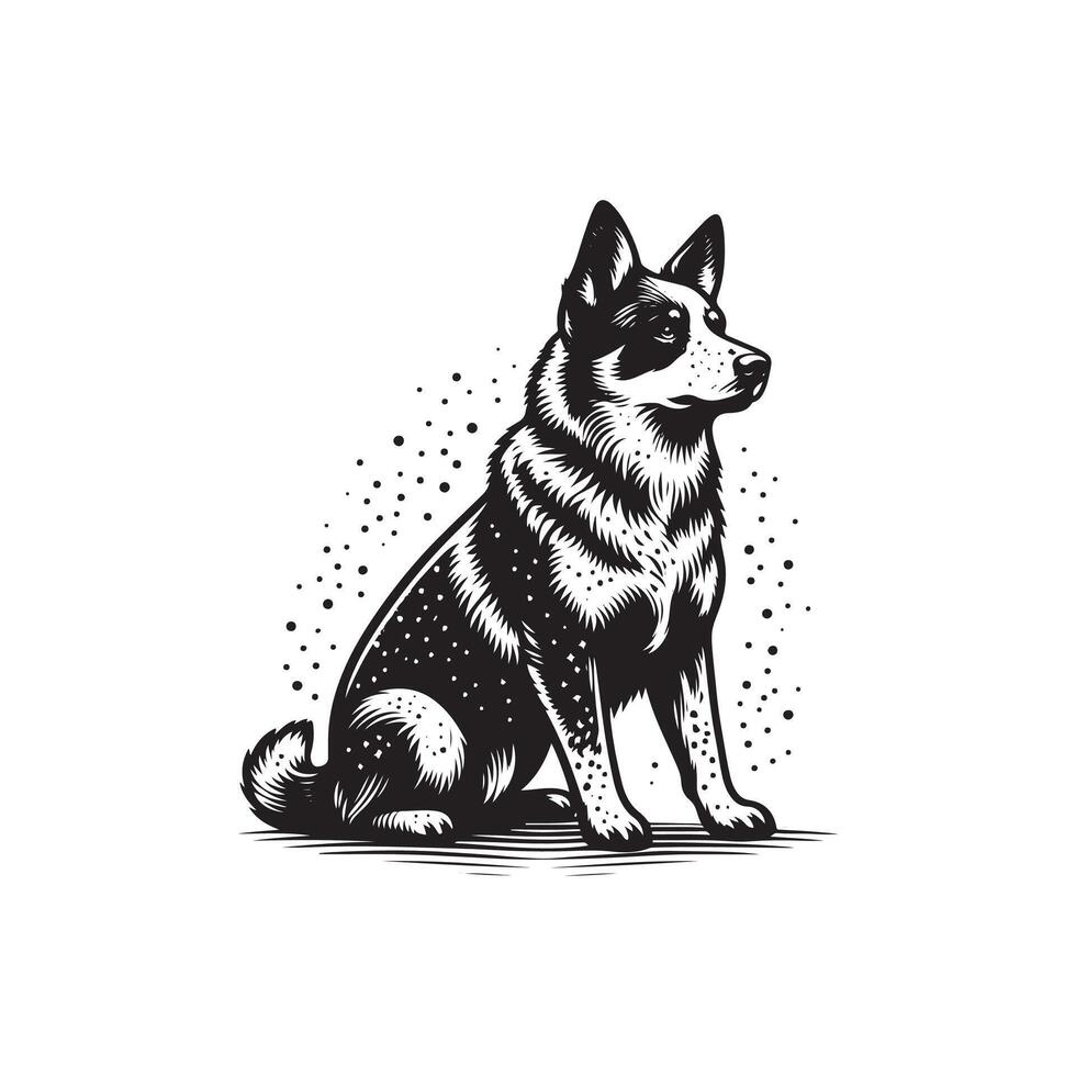 Australian Cattle Dog silhouette logo design black and white vector