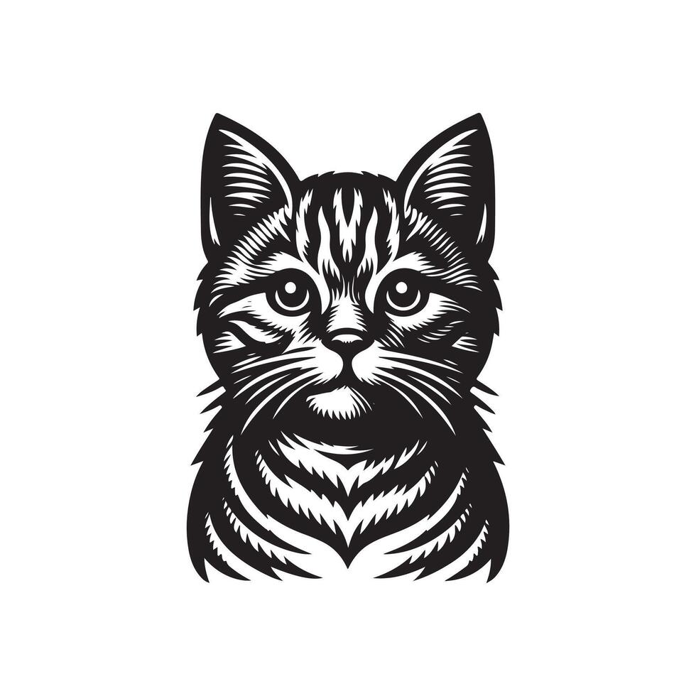 Tabby cat silhouette illustration design vector