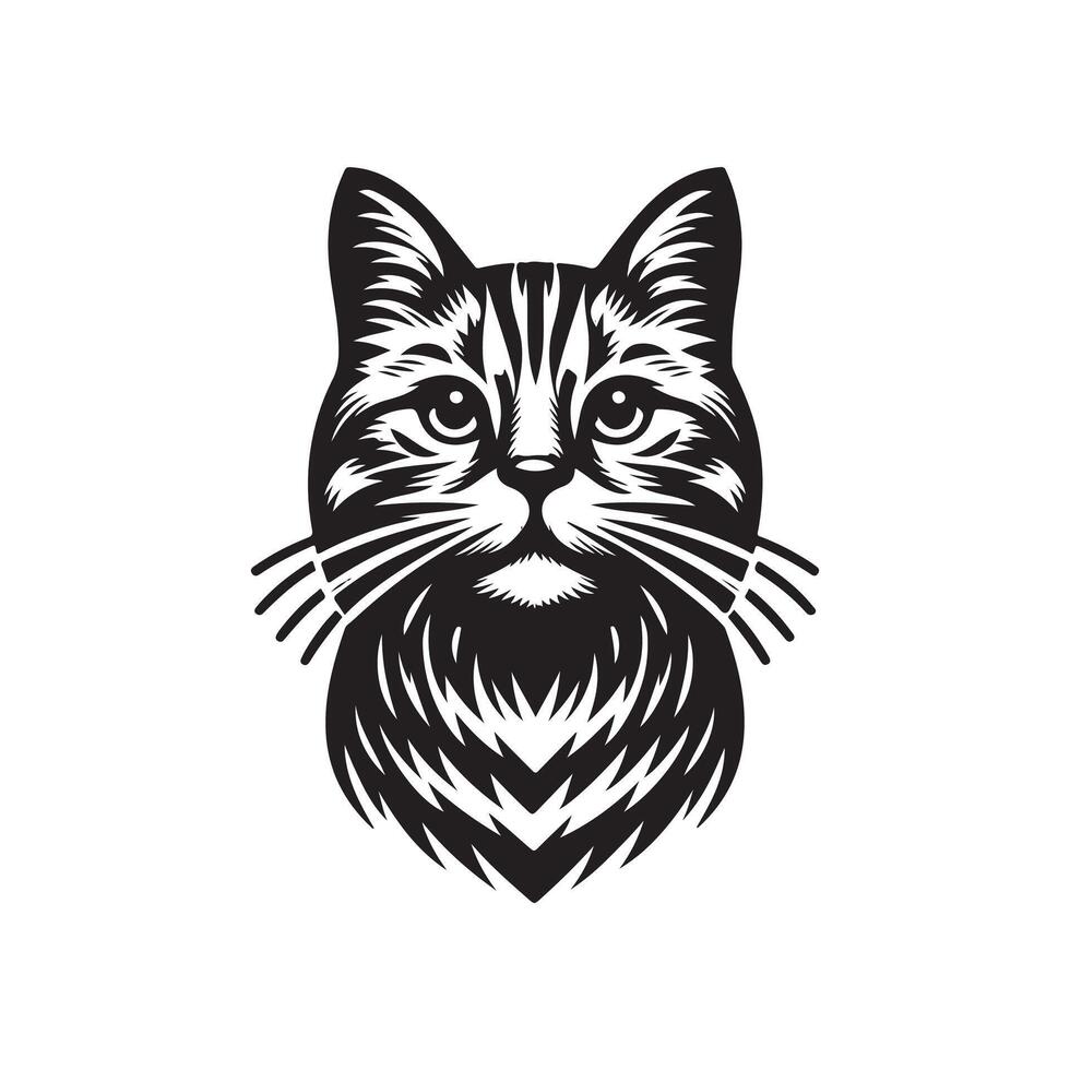 Tabby cat silhouette illustration design vector