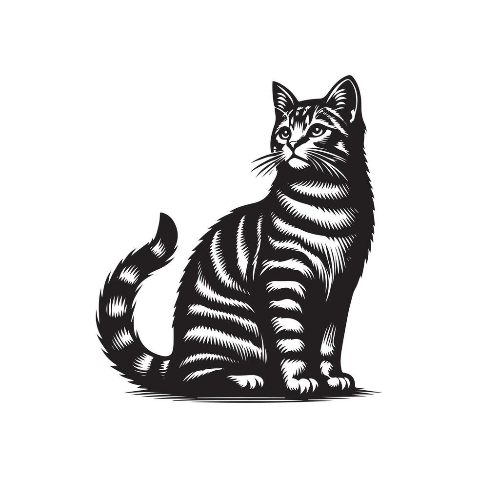 Tabby cat silhouette illustration design vector
