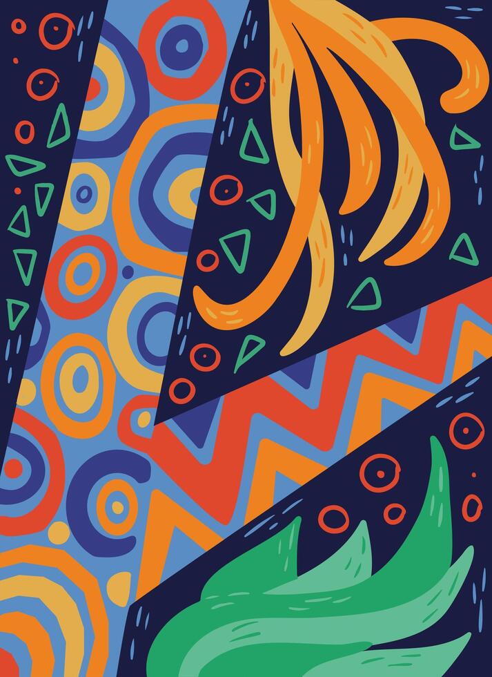 Botanical vertical Abstract poster in bold colors vector