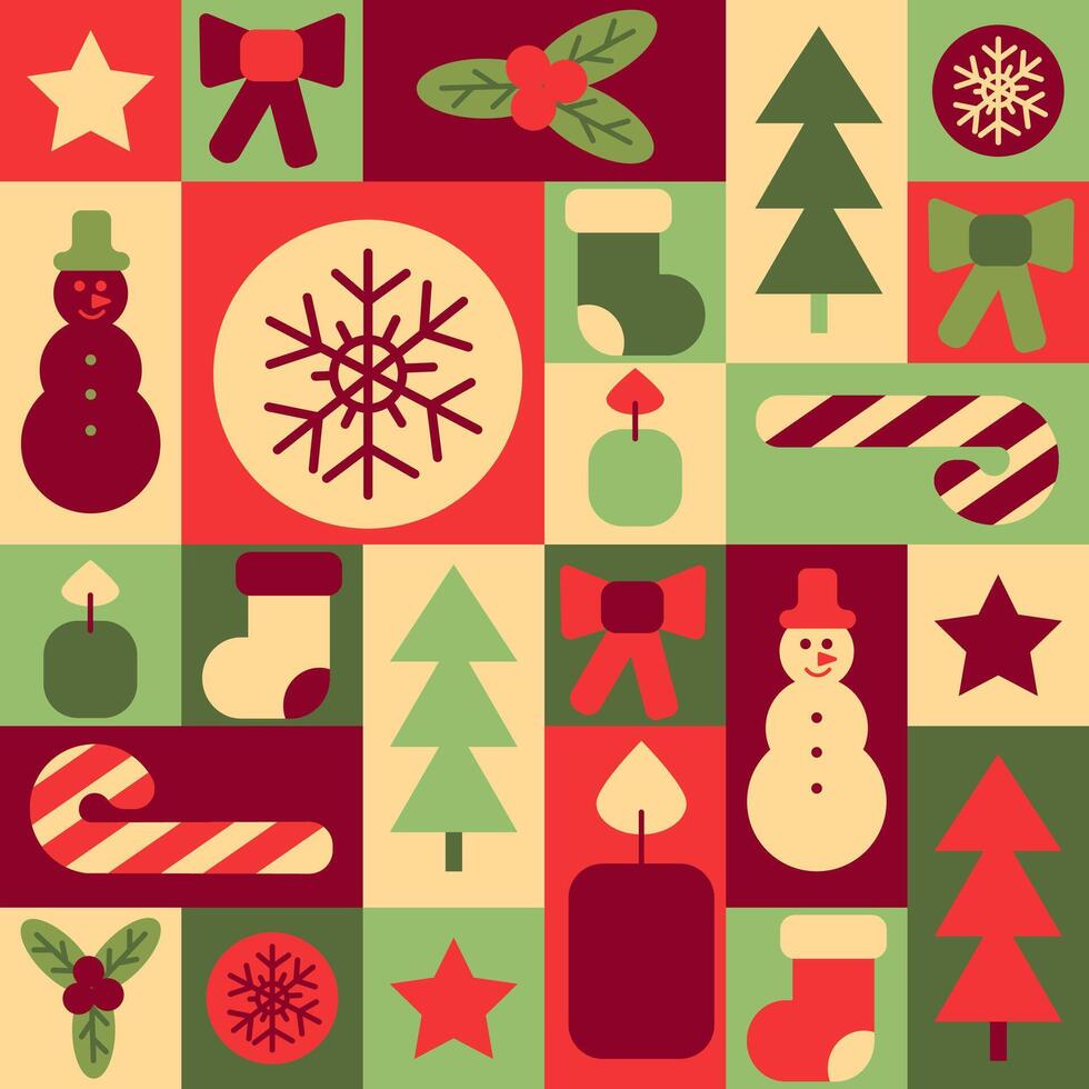 Christmas seamless pattern in geometric style vector