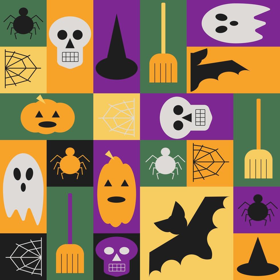 Halloween bright geometric seamless pattern vector