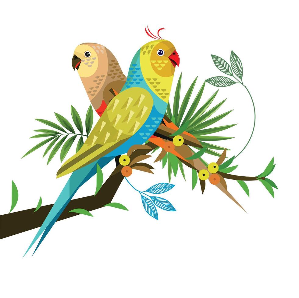 Colorful Birds white Background vector