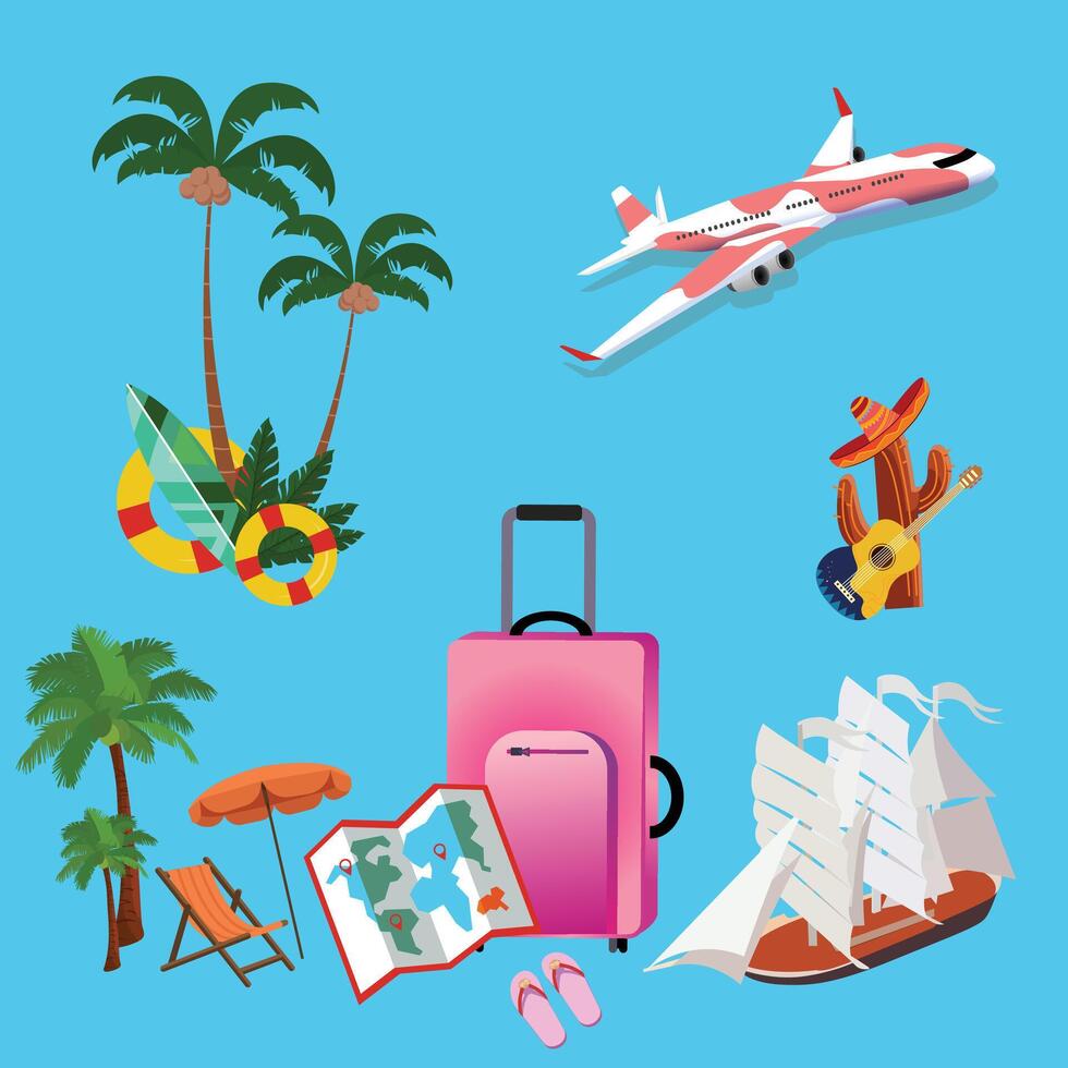Summer holidays, Vacations enjoying with blue Background vector