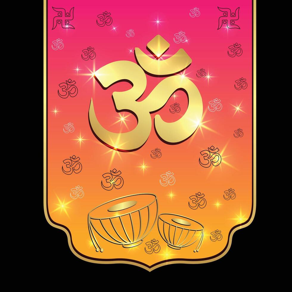 Om Golden Hindu Icon, symbol Line Black and white line drawing vector