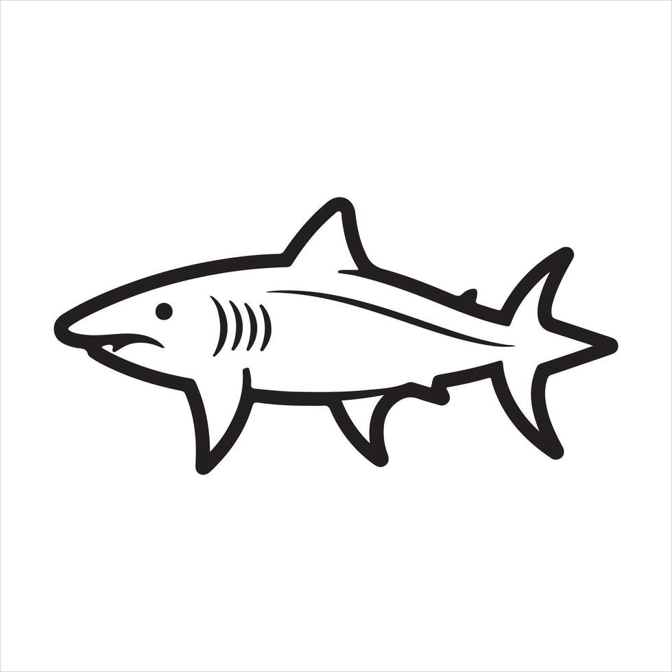 Shark single Line Icon Design outline vector