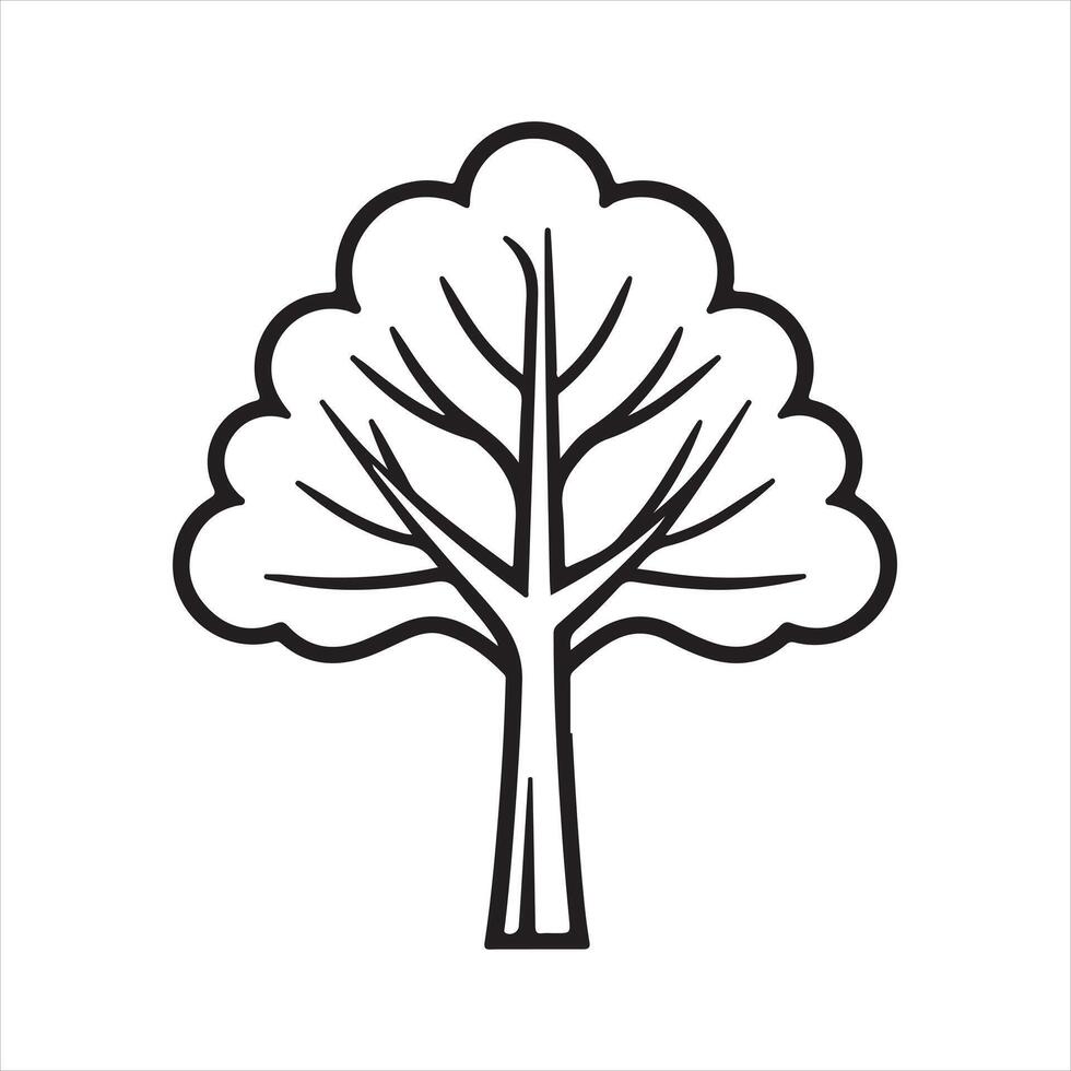 Tree single Line Icon Design outline vector