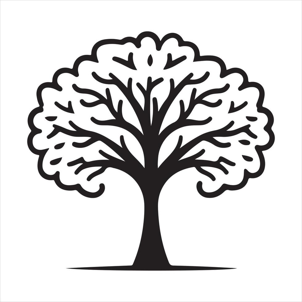 Tree single Line Icon Design outline vector