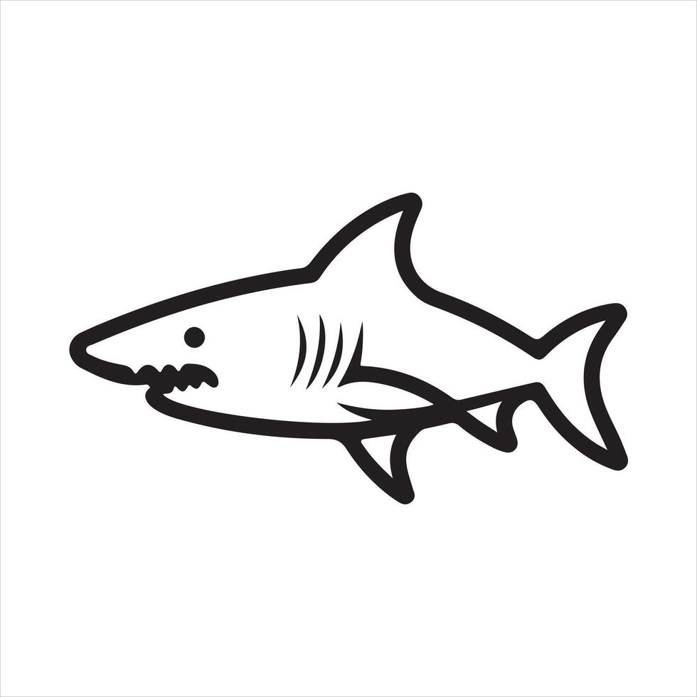 Shark single Line Icon Design outline vector
