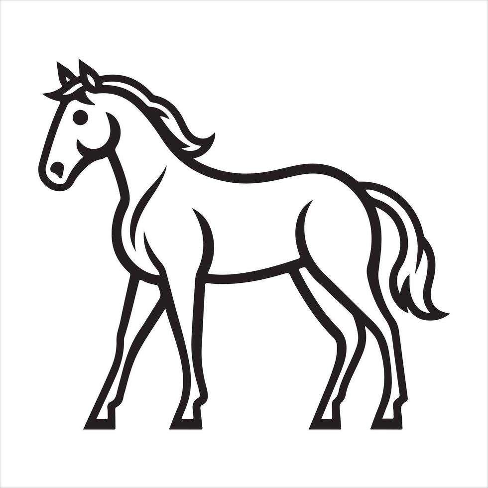 horse single Line Icon Design outline vector