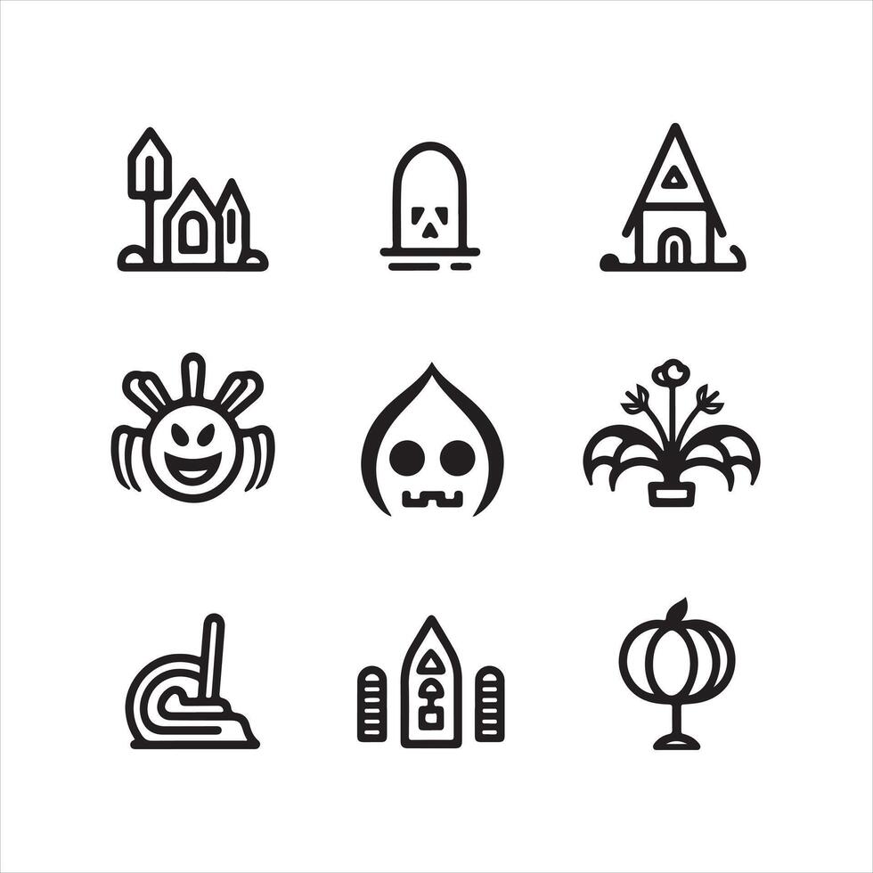 halloween single Line Icon Design outline vector