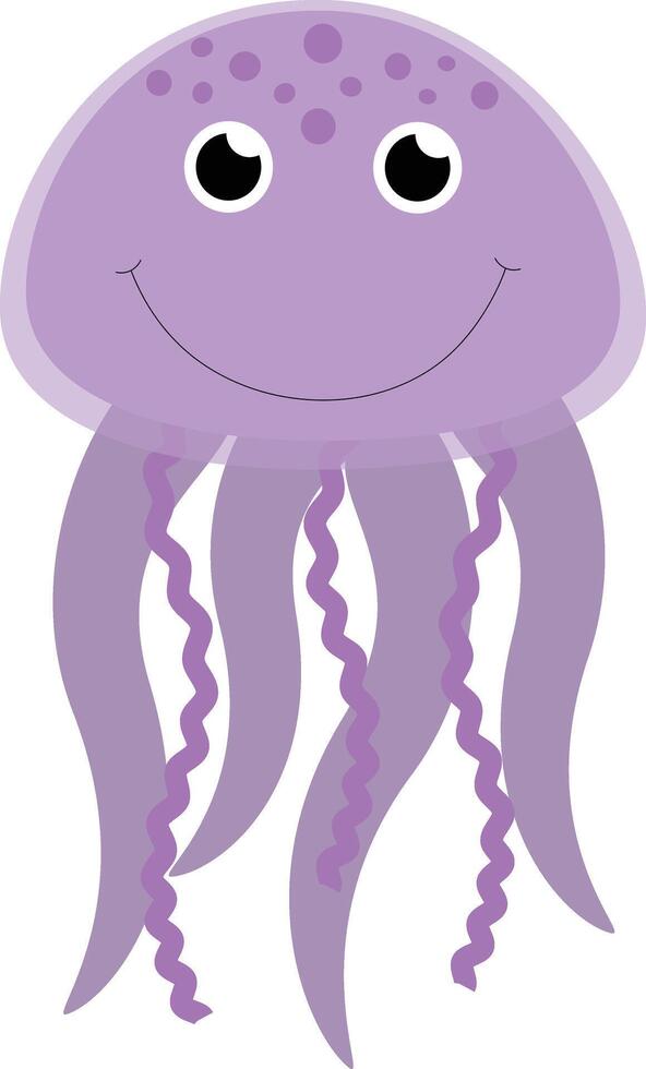 Cute jellyfish cartoon character. Ocean animals vector