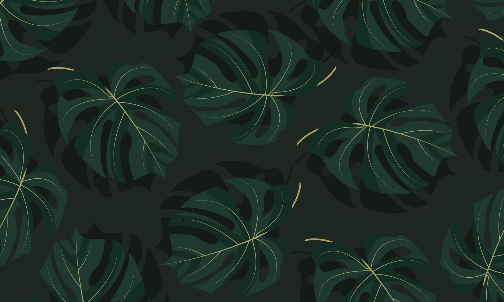 Dark green art background with leaves and shadow. vector
