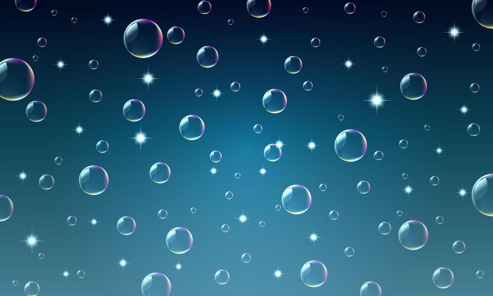 Bubbles in water on dark blue background. vector