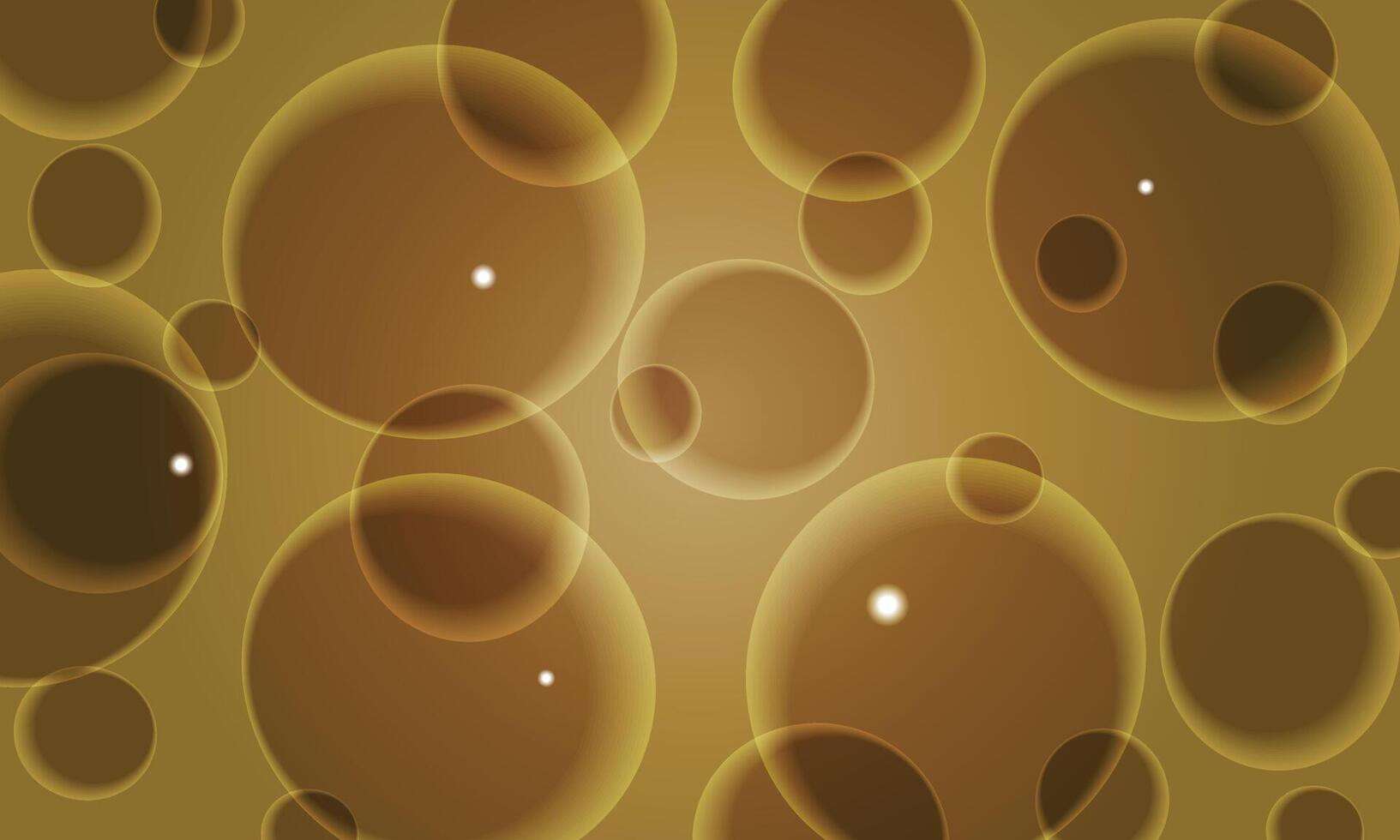 Abstract liquid fluid circles dark yellow color background. soft bubbles. vector
