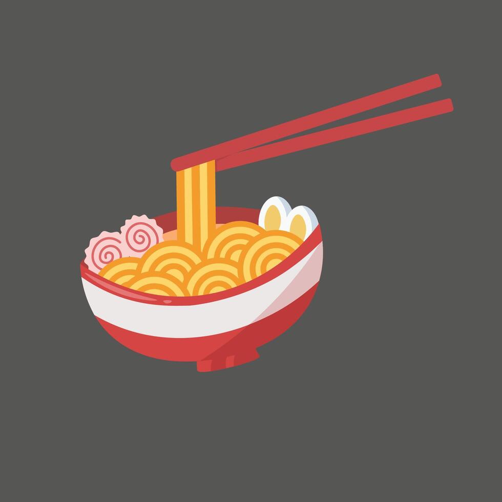 Ramen Noodle food in flat design. vector