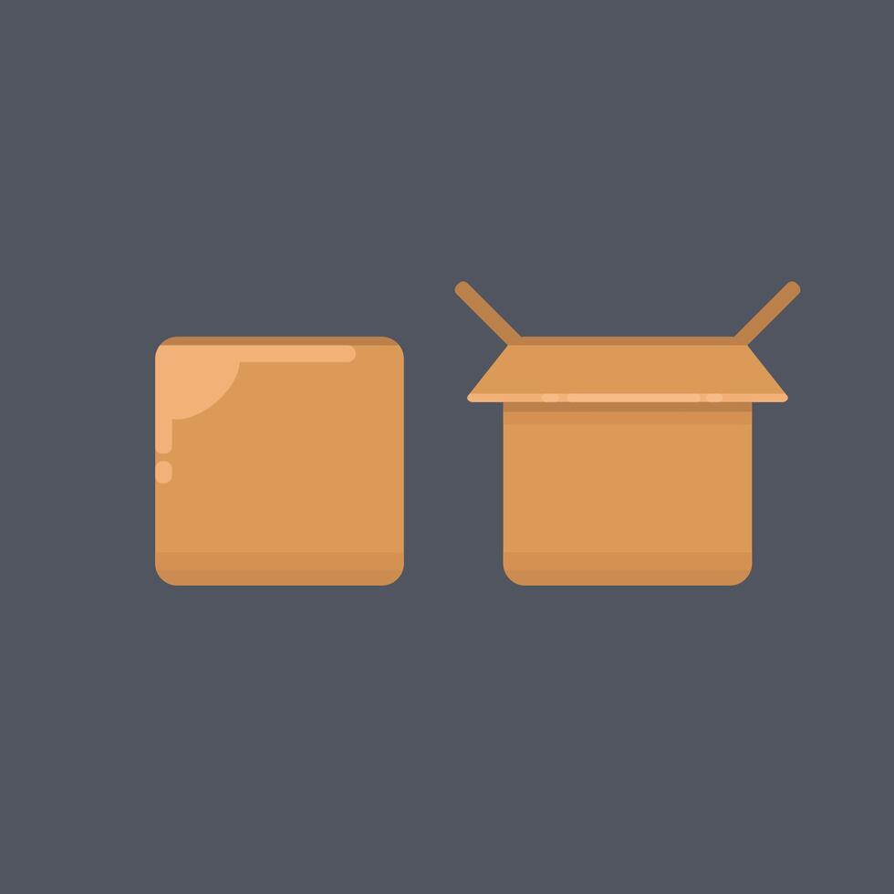 open and close cardboard box in isolated graphic design. vector