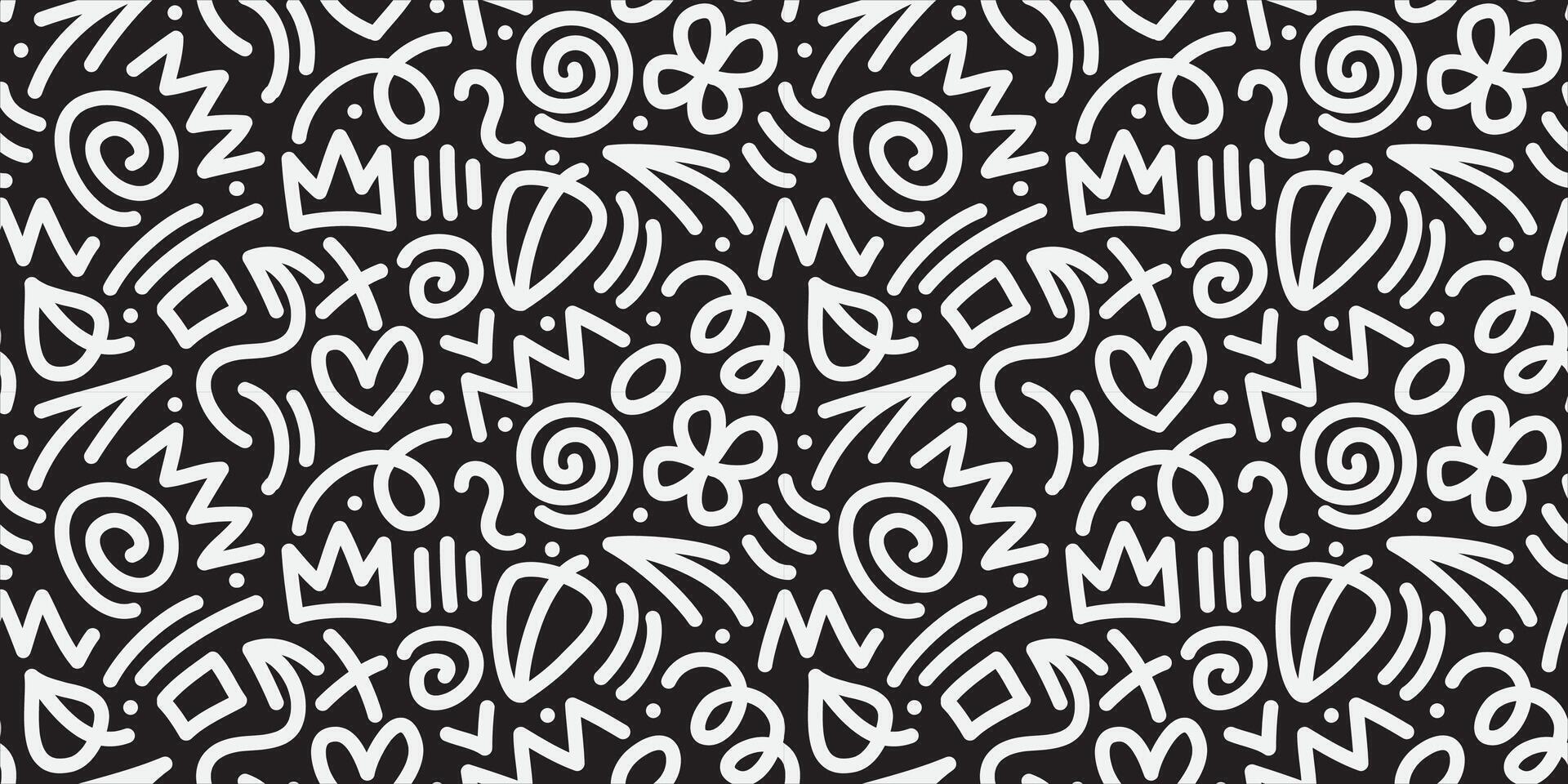 black and white line doodle pattern. Collection of creative abstract art backgrounds for children or festive celebration designs. Simple childish doodle wallpaper print texture bundle. vector