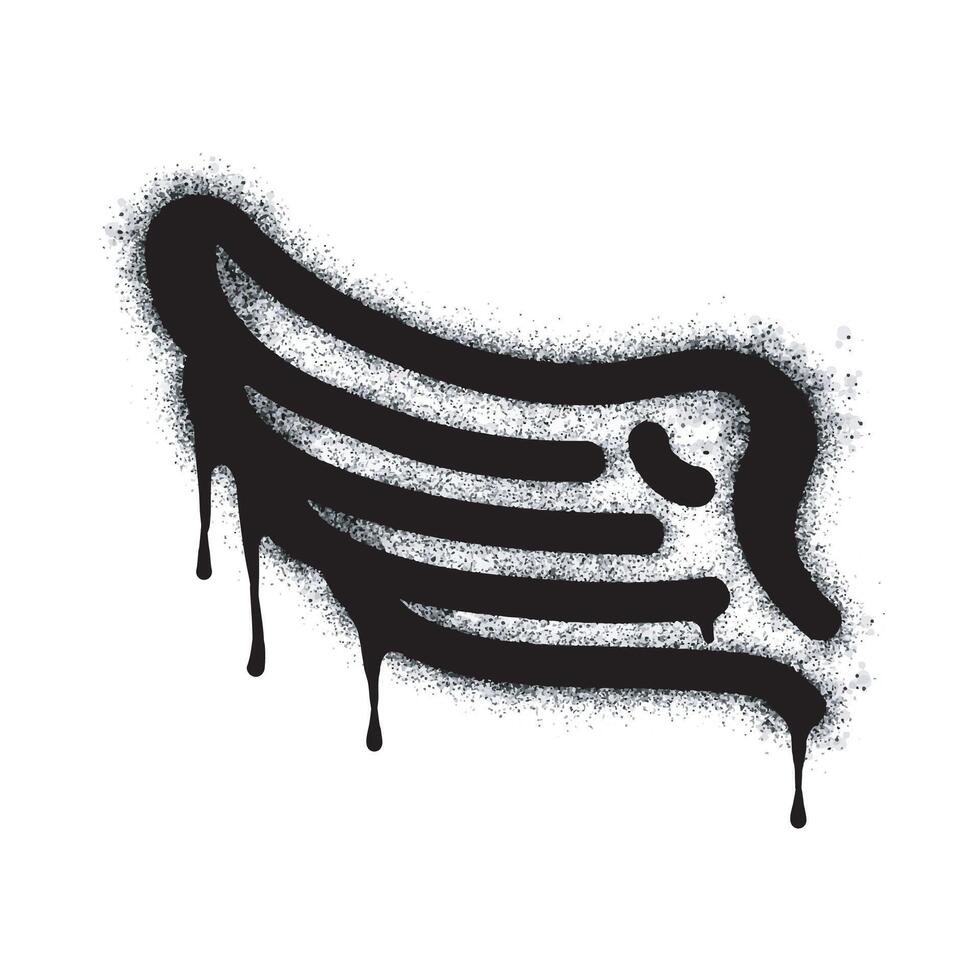 Spray Painted Graffiti wings Sprayed isolated with a white background. graffiti wings with over spray in black over white. vector