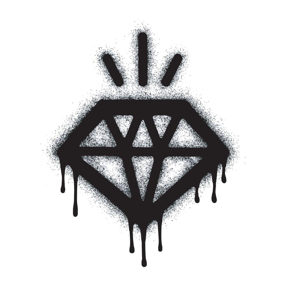 Spray Painted Graffiti diamond Sprayed isolated with a white background. graffiti diamond with over spray in black over white. vector