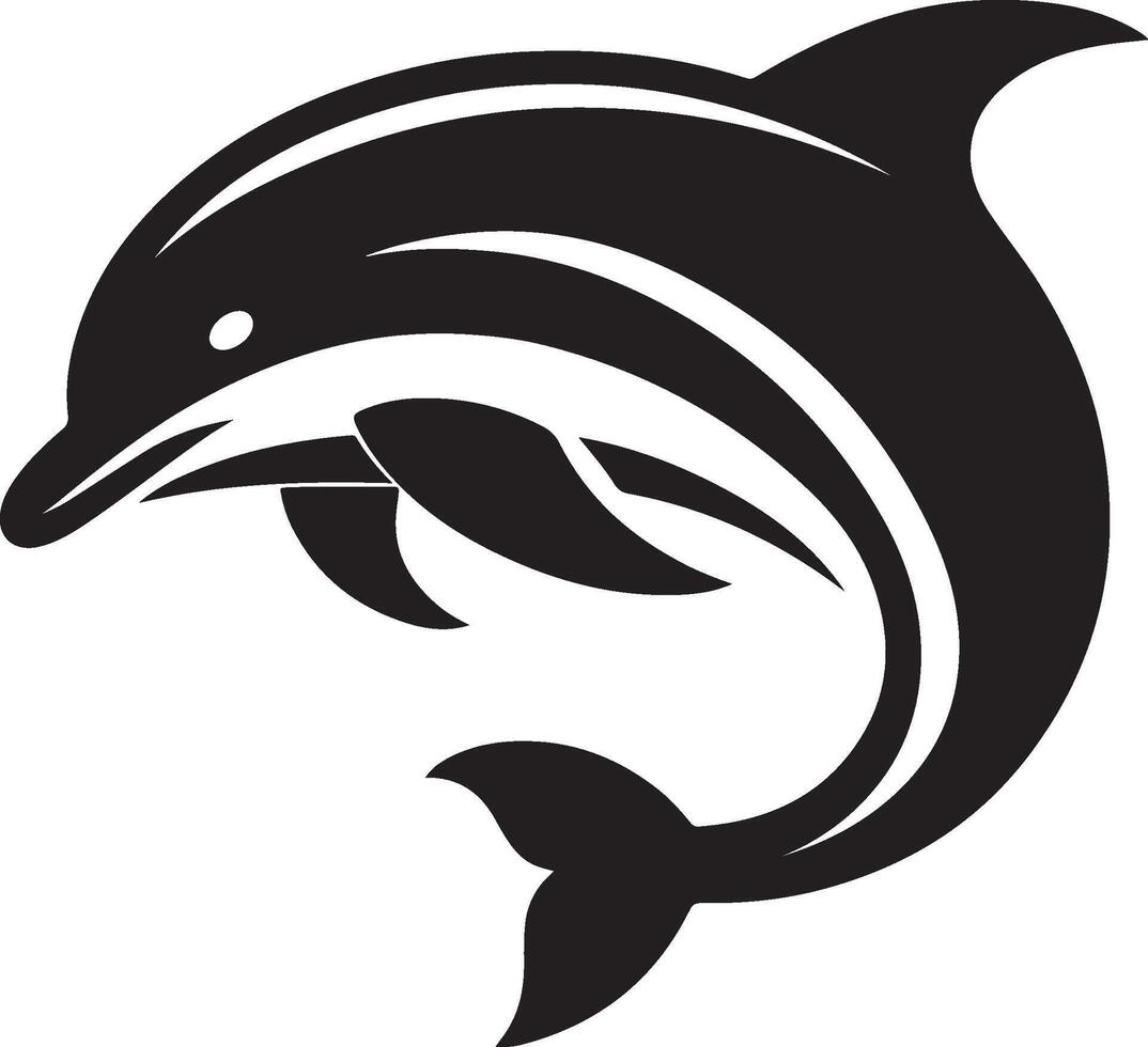 Dolphin silhouette - marine mammal. Bottlenose dolphin - image for a logo or sign. Dolphins are inhabitants of the ocean. vector