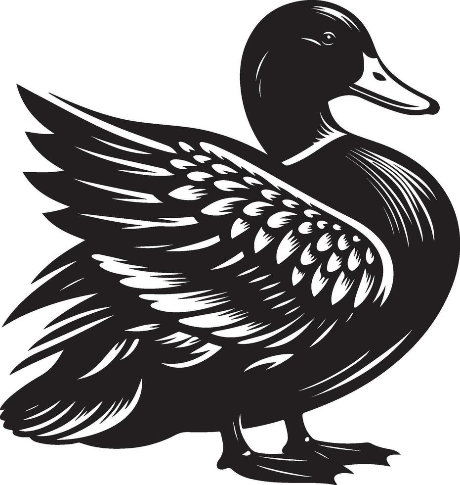 Duck icon. Duck black silhouette isolated on white background. illustration vector