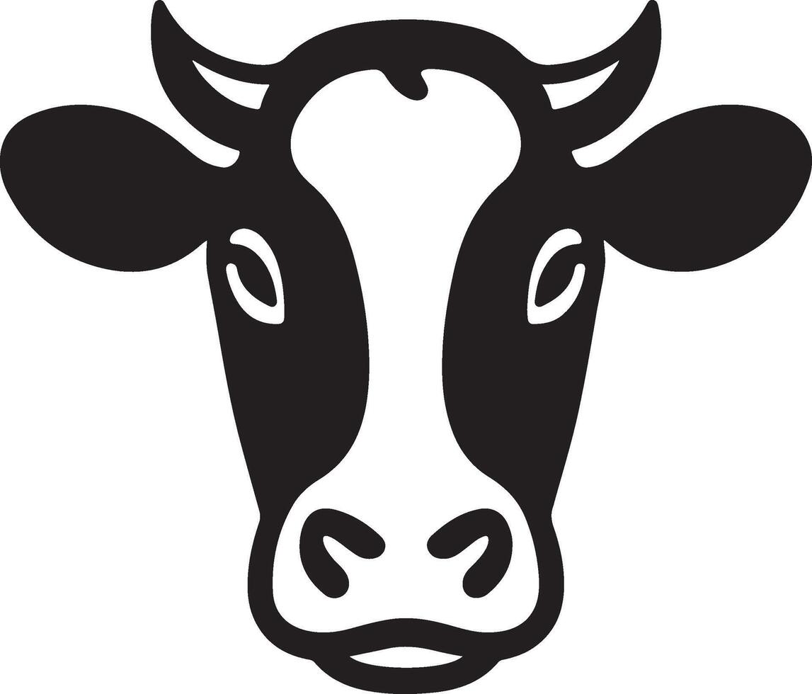 Cow icon. Cow head front view simple black design isolated on white background vector