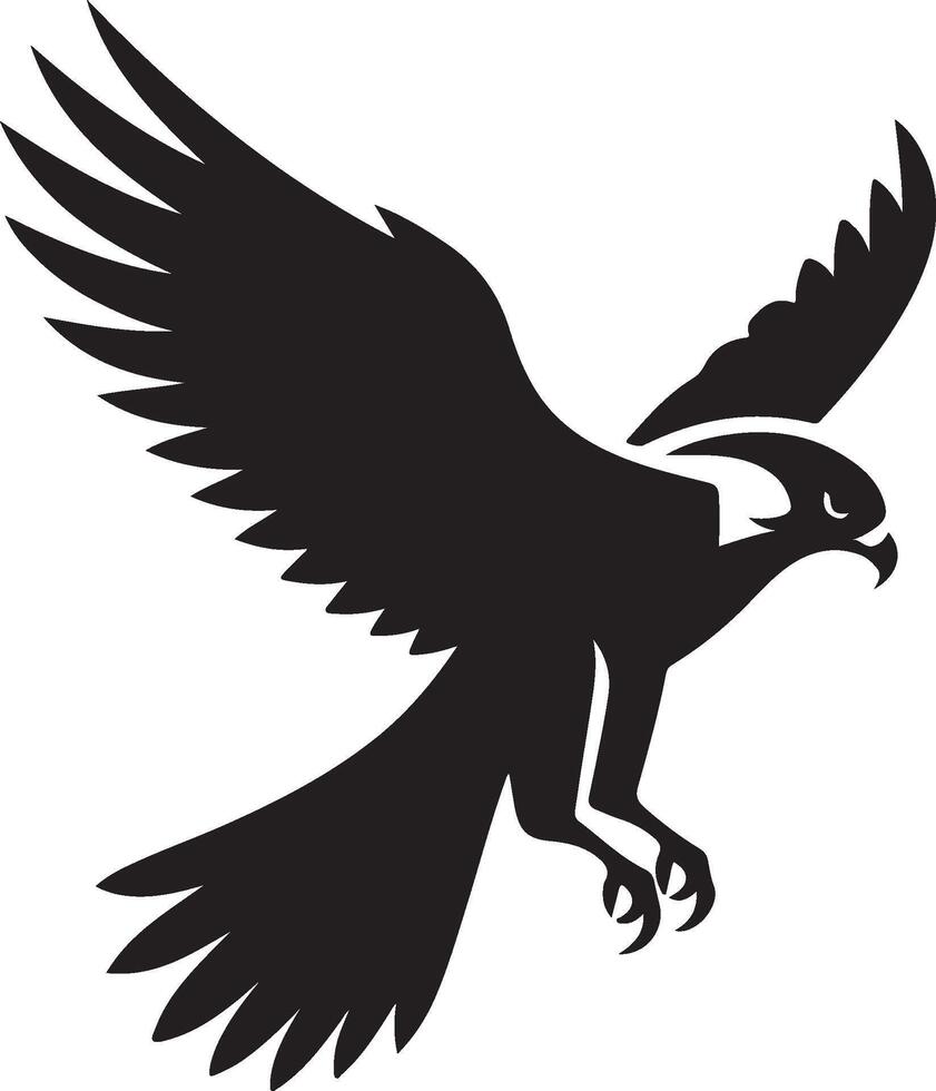 Bald Falcon Eagle silhouette isolated on white vector