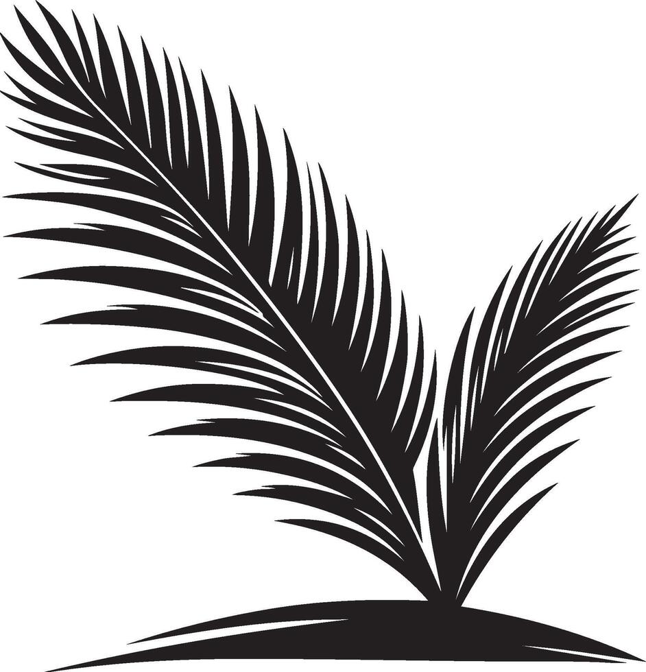 Beautiful palm tree leaf set silhouette background illustration vector