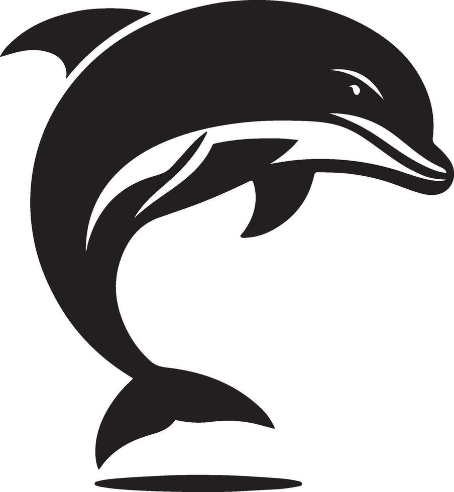 Dolphin silhouette - marine mammal. Bottlenose dolphin vector