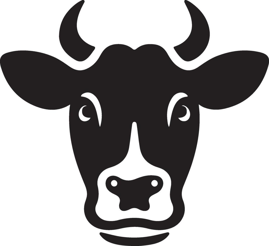 Cow icon. Cow head front view simple black design isolated on white background. illustration vector