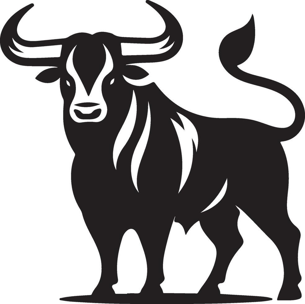 Bull silhouette , monochrome logo, symbol of the year in the Chinese zodiac calendar vector