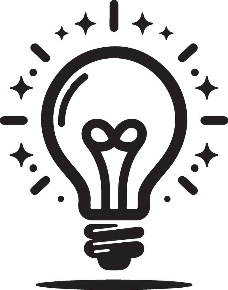 A black and white silhouette of a light bulb vector