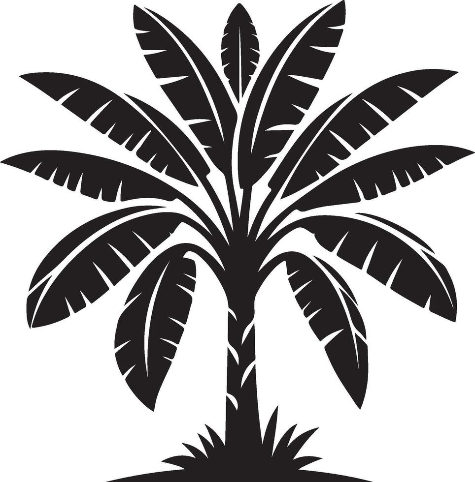 drawn illustration of banana palm trees, realistic drawing of oasis, vector