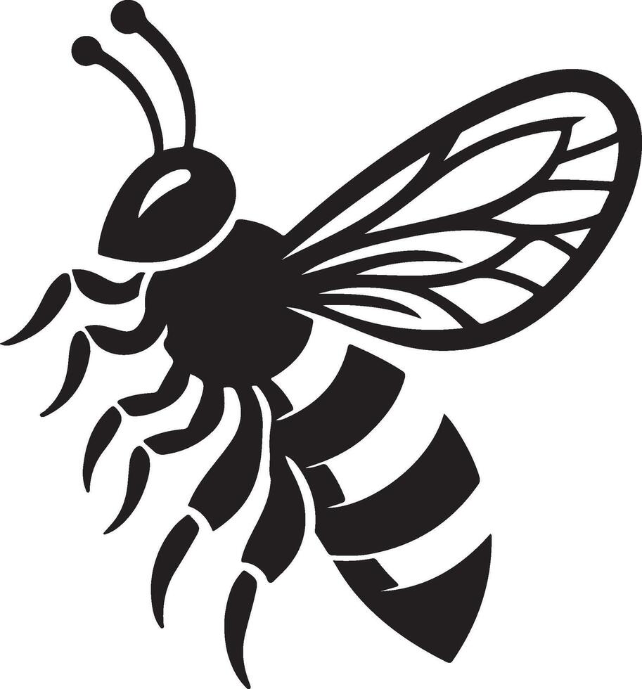 bee silhouette set collection isolated black on white background illustration vector