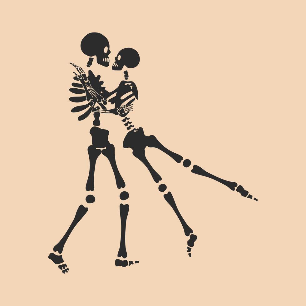Funny Skeletons. Cute characters Skeleton Bones. Cute couple vector