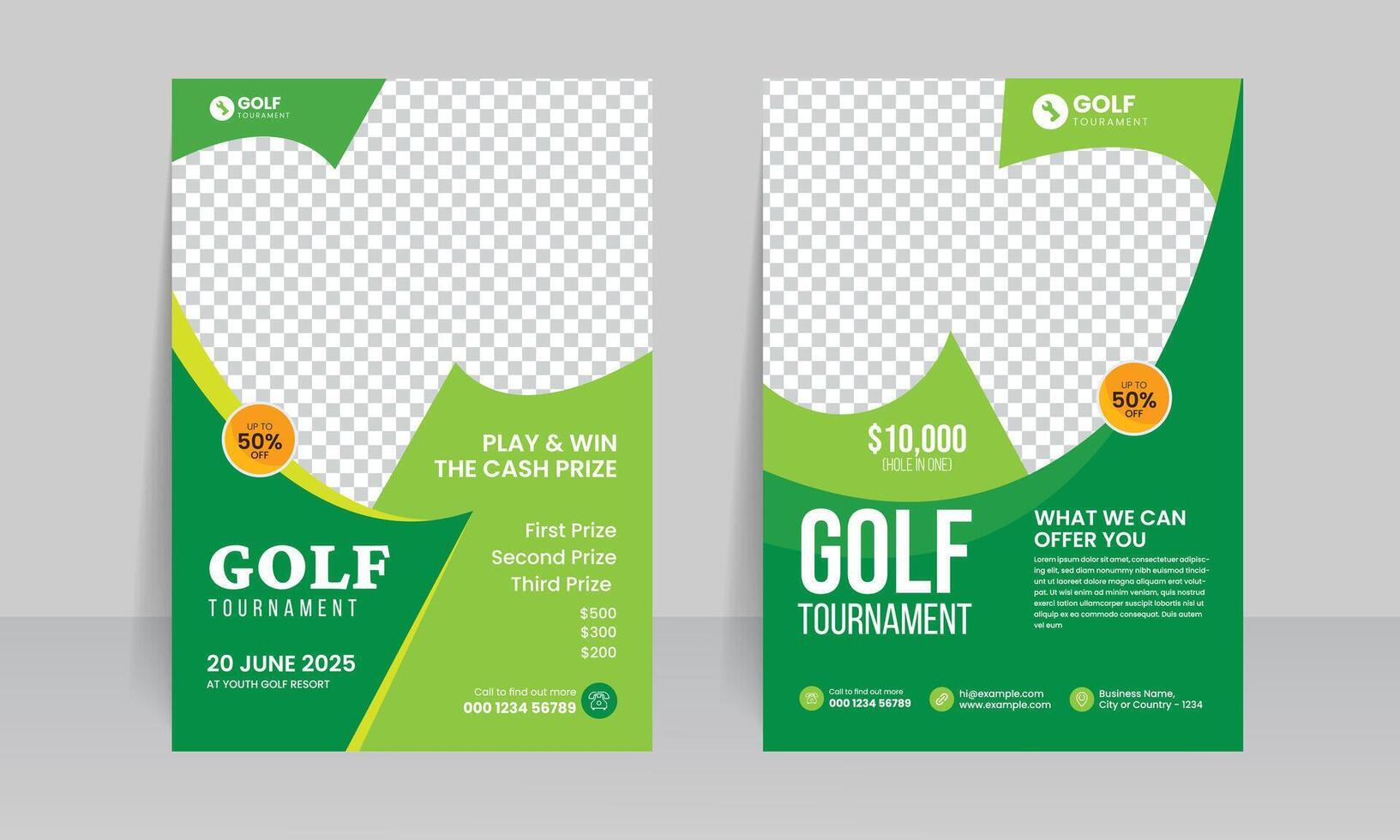 golf tournament championship flyer brochure cover leaflet design template, golf annual sports event vector