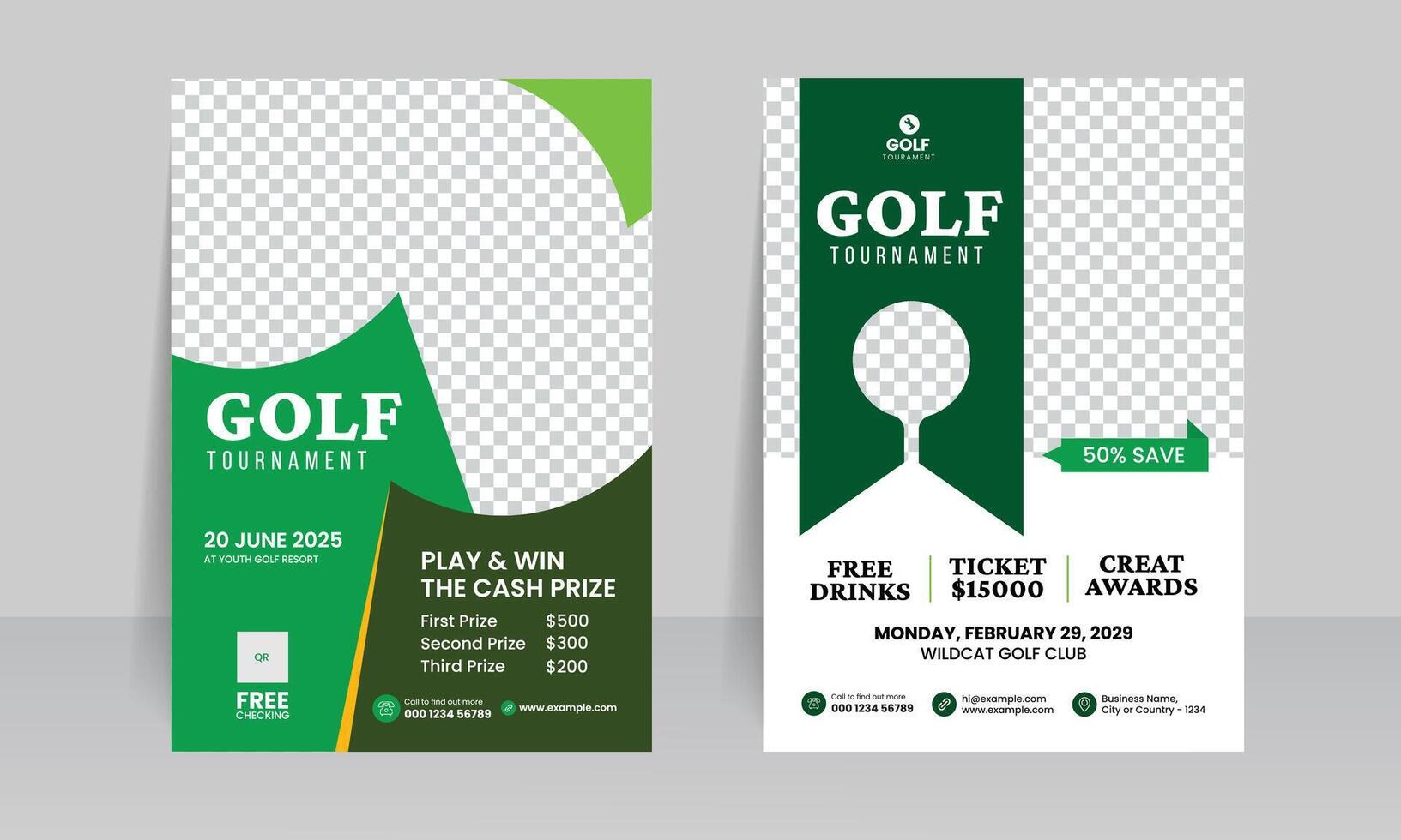 golf tournament championship flyer brochure cover leaflet design template, golf annual sports event vector