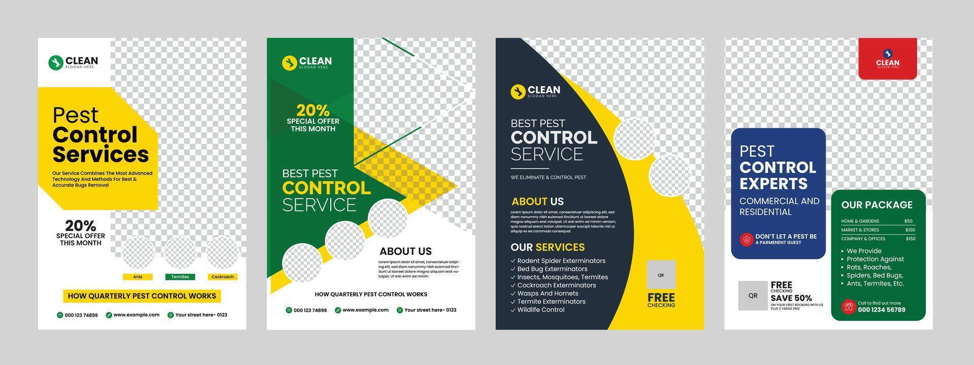 pest control flyer leaflet template with promotional business poster design illustrator. vector