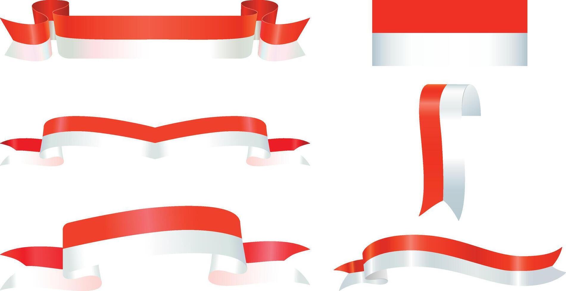 Set Of The Various National Indonesia Flag Ribbon vector