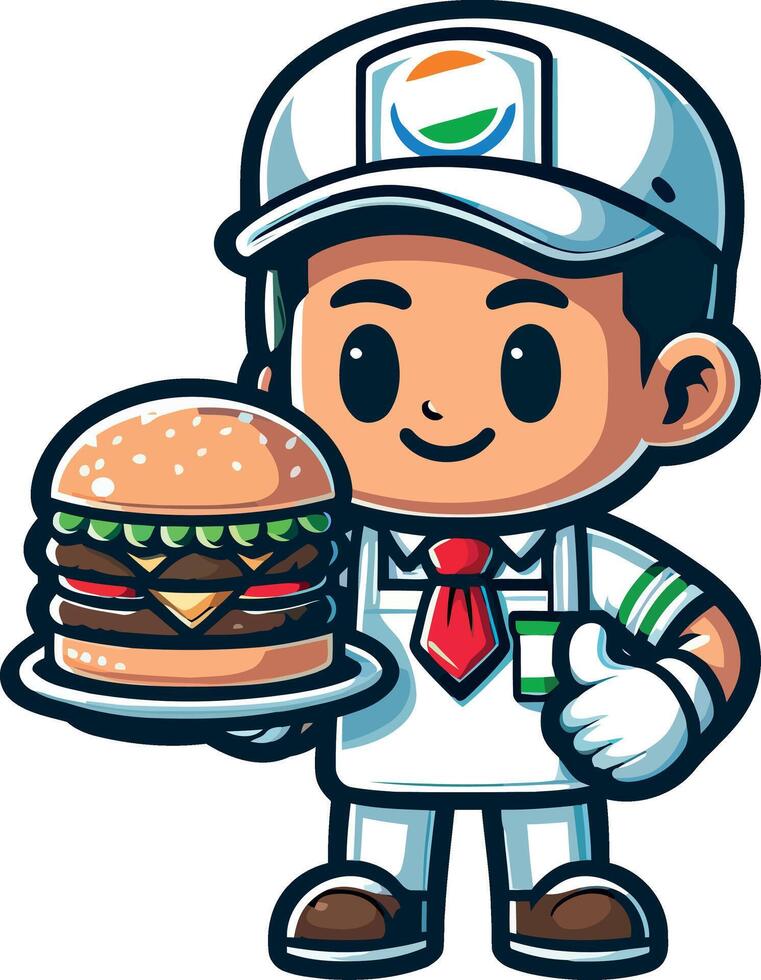 High-Quality cute mascot Burger cartoon Illustrations for Marketing and Digital Use vector
