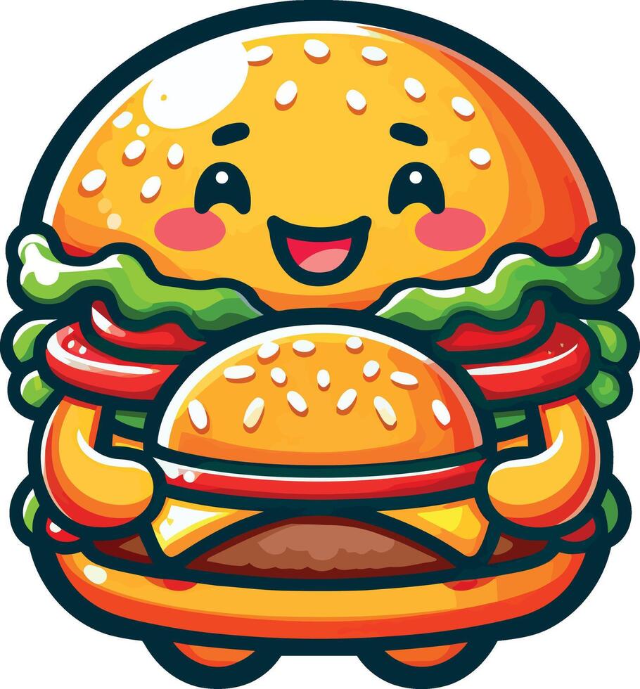 High-Quality cute mascot Burger cartoon Illustrations for Marketing and Digital Use vector