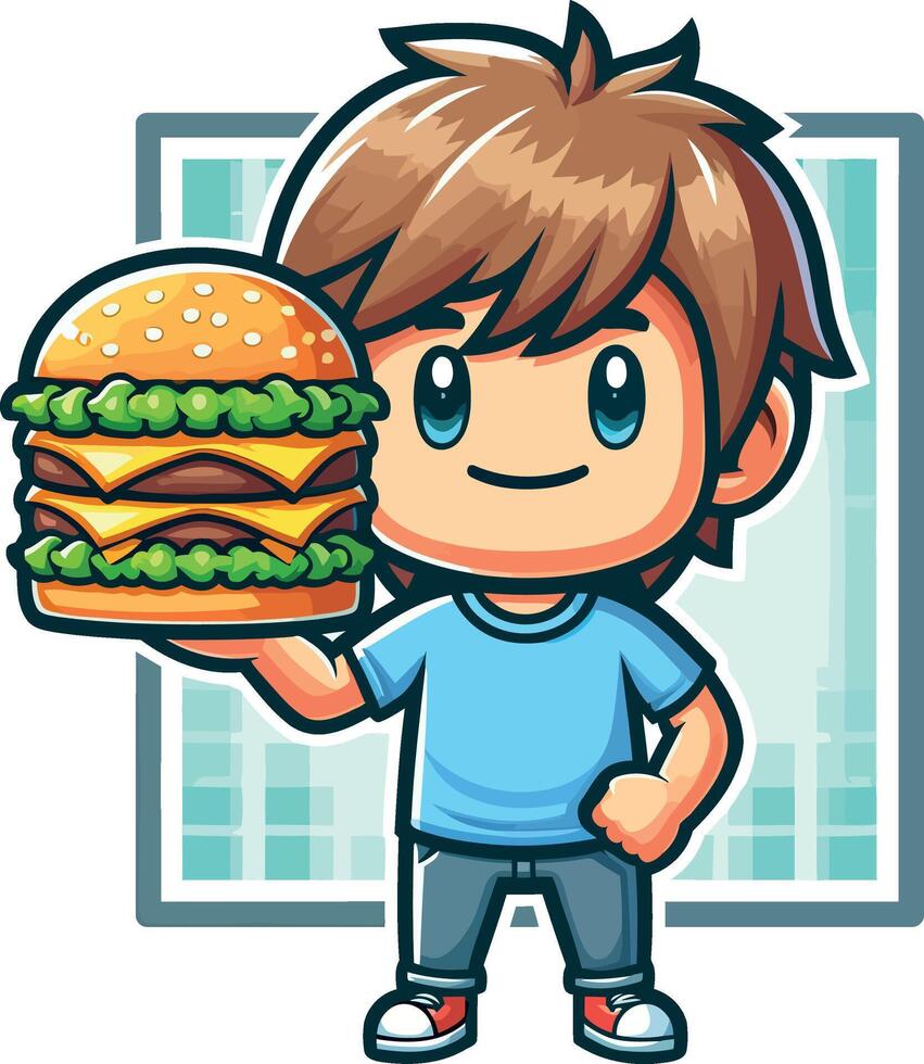 High-Quality cute mascot Burger cartoon Illustrations for Marketing and Digital Use vector